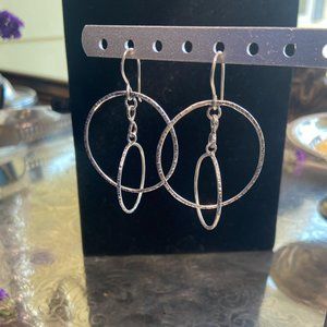 Silpada "Duomo Earrings" W3142  Sterling Silver Textured,Circle in Circle